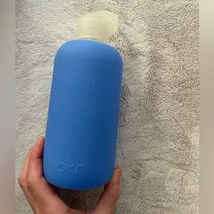 Gourde En Verre BKR 16 Oz (473ml) Avec Manchon Silicone Bleu - Bouchon à Visser - Neuve Et Réutilisable